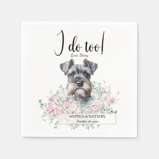 Schnauzer Dog Wedding Cocktail Napkins Servet (Voorkant)