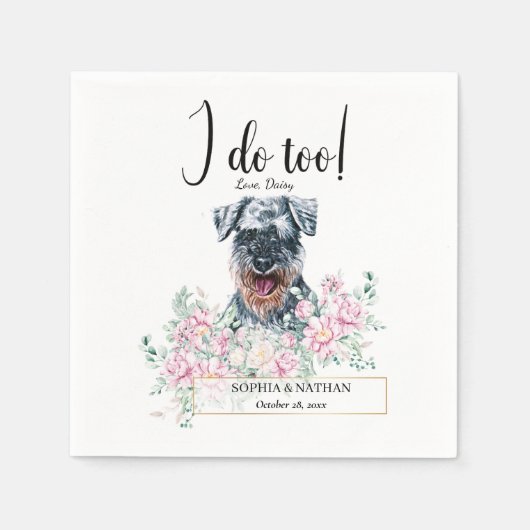 Schnauzer Dog Wedding Cocktail Napkins Servet (Voorkant)