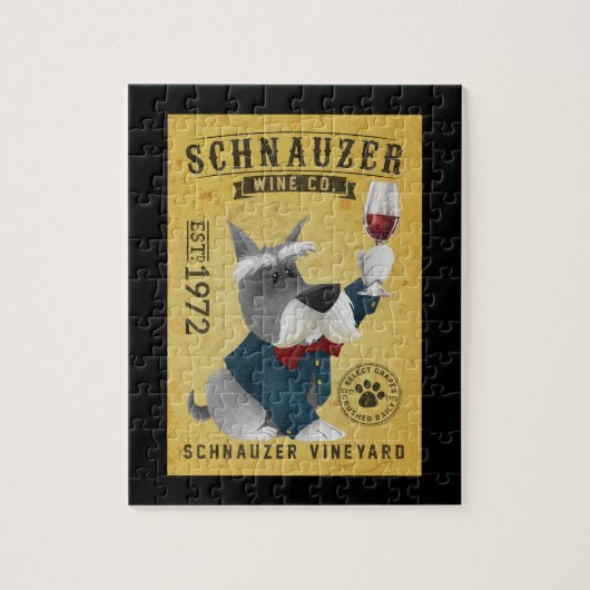 Schnauzer Dog Wine Funny Schnauzer Dog Lover Legpuzzel (Verticaal)