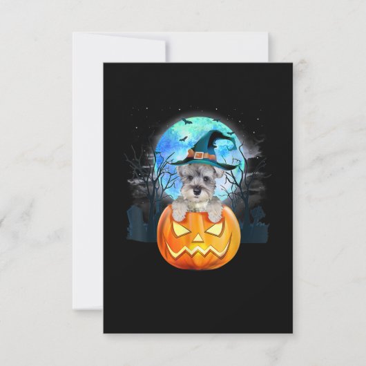 Schnauzer Dog Witch Pet Halloween Pumpkin Gift RSVP Kaartje (Voorkant)