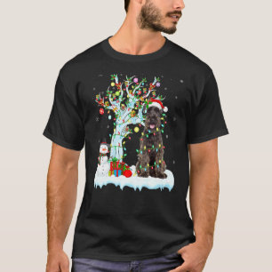 Schnauzer Dog Xmas Tree Lighting Santa Schnauzer C T-shirt