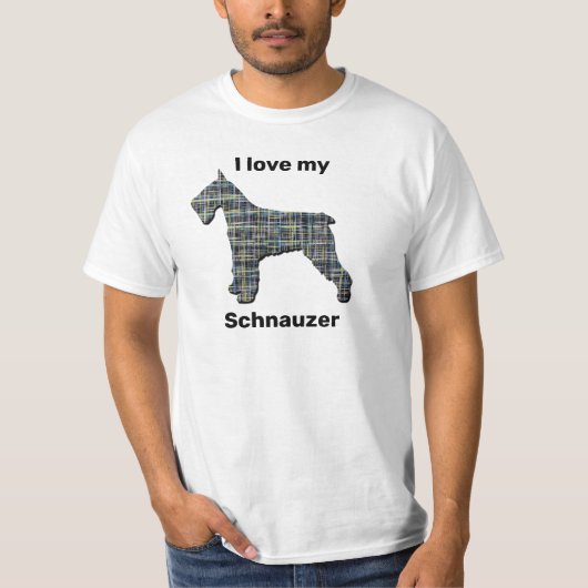 Schnauzer Dog Yellow & Black Grid Line T-Shirt (Voorkant)