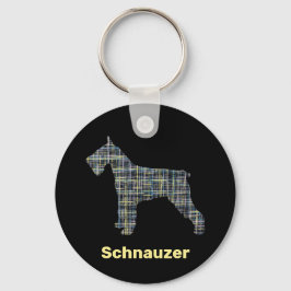 Schnauzer Dog Yellow & Black Grid Line Tag Sleutelhanger