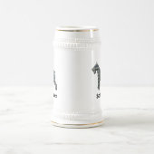 Schnauzer Dog Yellow & Blue Grid Lines Bierpul (Center)