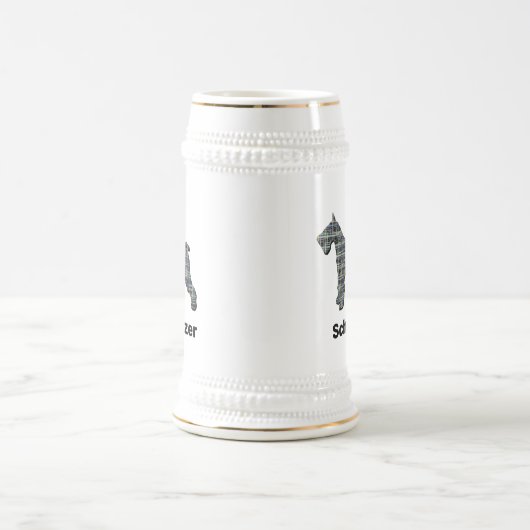 Schnauzer Dog Yellow & Blue Grid Lines Bierpul (Center)