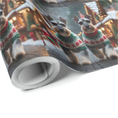 Schnauzer Dogs Christmas Snow Holiday Cadeaupapier (Rol Hoek)