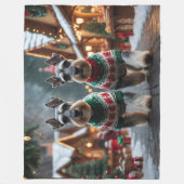 Schnauzer Dogs Christmas Snow Holiday Fleece Deken (Voorkant)