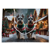 Schnauzer Dogs Christmas Snow Holiday  Groot Cadeauzakje (Voorkant)