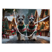 Schnauzer Dogs Christmas Snow Holiday  Groot Cadeauzakje (Achterkant)