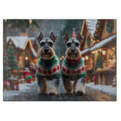 Schnauzer Dogs Christmas Snow Holiday  Snijplank (Voorkant)
