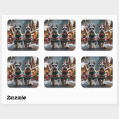 Schnauzer Dogs Christmas Snow Holiday  Vierkante Sticker (Vel)