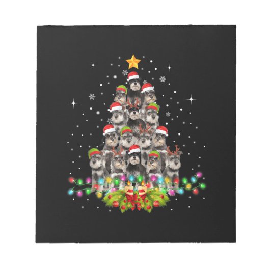Schnauzer Dogs Tree Christmas Sweater Xmas Pet Notitieblok (Voorkant)