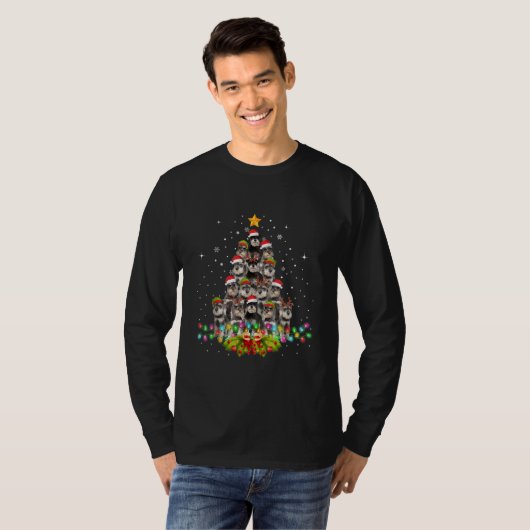 Schnauzer Dogs Tree Christmas Sweater Xmas Pet T-shirt (Voorkant volledig)