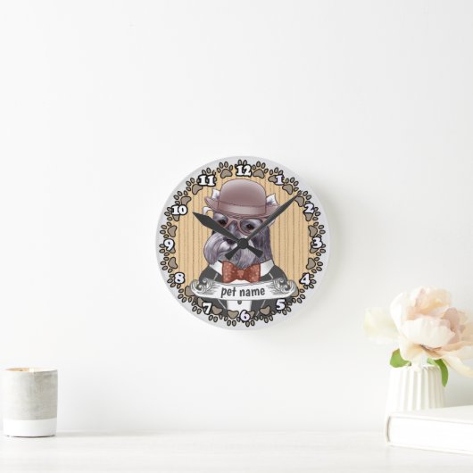 Schnauzer draagt een bril ronde klok (Huis)