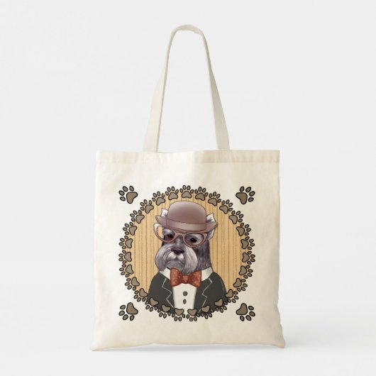 Schnauzer draagt een bril tote bag (Achterkant)