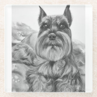 Schnauzer Drawing Glazen Onderzetter