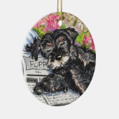Schnauzer Dreams Print Keramisch Ornament (Rechts)