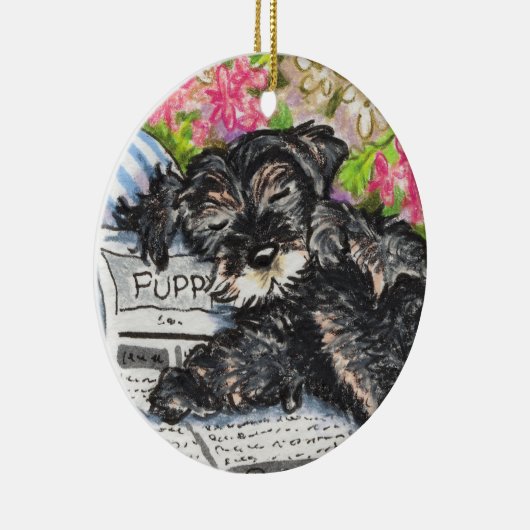 Schnauzer Dreams Print Keramisch Ornament (Rechts)