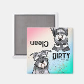 Schnauzer duo Clean Dirty Vaatwasser Magnet (Voorkant / Achterkant)