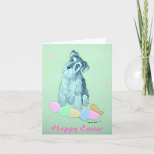 Schnauzer Easter Notecard Feestdagen Kaart (Voorkant)