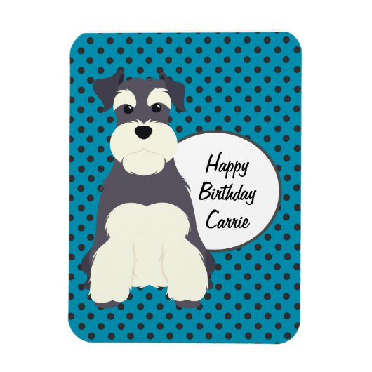 Schnauzer en Polka Dots Birthday Magneet (Verticaal)
