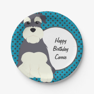 Schnauzer en Polka Dots gepersonaliseerd Papieren Bordje