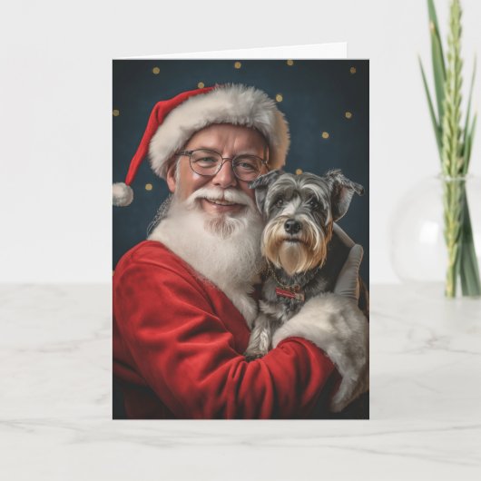 Schnauzer en Santa Feestdagen Kaart (Voorkant)