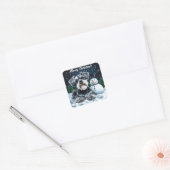 Schnauzer en Sneeuwman Kerstmis Vierkante Sticker (Envelop)