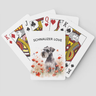 Schnauzer en Wilde Bloem Speelkaarten