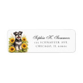 Schnauzer en zonnebloemen gepersonaliseerd adres etiket (Voorkant)
