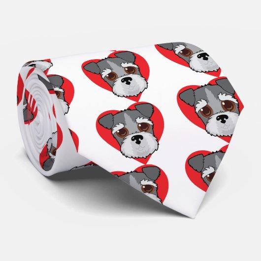 Schnauzer Face Stropdas (Opgerold)