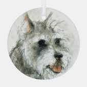 Schnauzer Face van Hevener Glas Ornament (Achterkant)