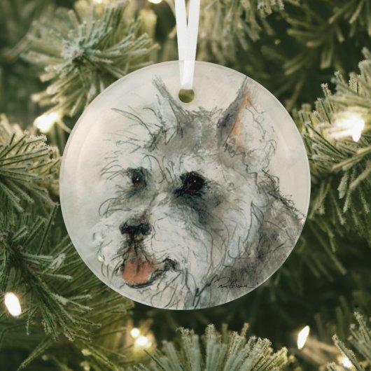 Schnauzer Face van Hevener Glas Ornament (Insitu)