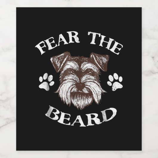 Schnauzer Fear Beard Wijn Etiket (Enkel label)