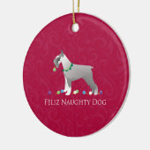 Schnauzer Feliz Naughty Dog-kerstontwerp Keramisch Ornament (Links)