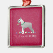 Schnauzer Feliz Naughty Dog-kerstontwerp Metalen Ornament (Links)