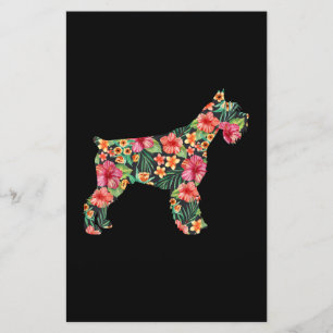 Schnauzer Flower Funny Dog Silhouette Floral Gifts Briefpapier