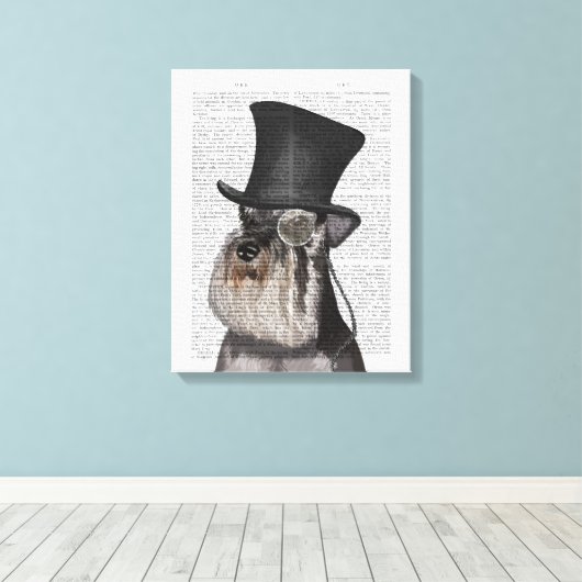 Schnauzer, Formele hond en Pet Canvas Afdruk (Insitu (Houten vloer))