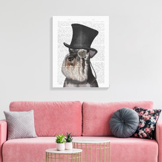 Schnauzer, Formele hond en Pet Canvas Afdruk (Insitu (Woonkamer))