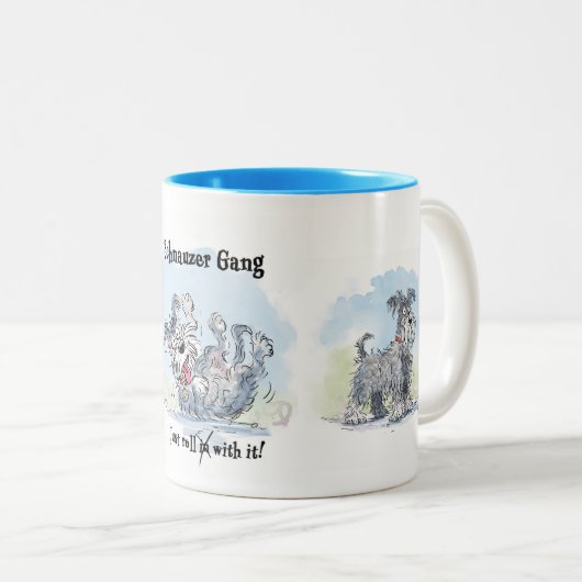 Schnauzer Gang Funny Coffee Mug Tweekleurige Koffiemok (Voorkant rechts)