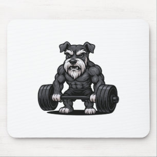 Schnauzer Gewichtheffen Bodybuilder Workout Gym Do Muismat