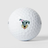 Schnauzer gezicht hond schilderen golfballen (Voorkant)