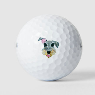 Schnauzer gezicht hond schilderen golfballen