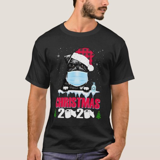 Schnauzer Gezichtsmasker Hond Vrolijk Kerstfeest 2 T-shirt (Voorkant)
