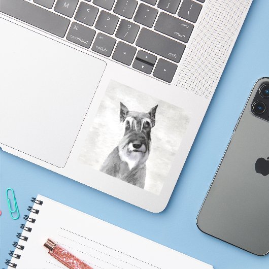 Schnauzer (Giant) - Cute Original Dog Art Sticker (Laptop met iPhone)