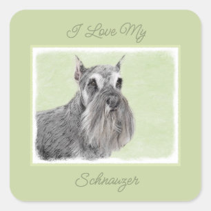 Schnauzer (Giant, Standard) Schinting - Dog Art Sq Vierkante Sticker