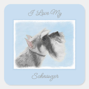 Schnauzer (Giant, Standard) Schinting - Dog Art Sq Vierkante Sticker