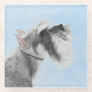 Schnauzer (Giant, Standard) Schnauzer - Dog Art Glazen Onderzetter