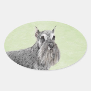 Schnauzer (Giant, Standard) Schnauzer - Dog Art Ovale Sticker