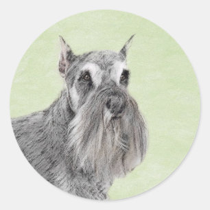 Schnauzer (Giant, Standard) Schnauzer - Dog Art Ronde Sticker